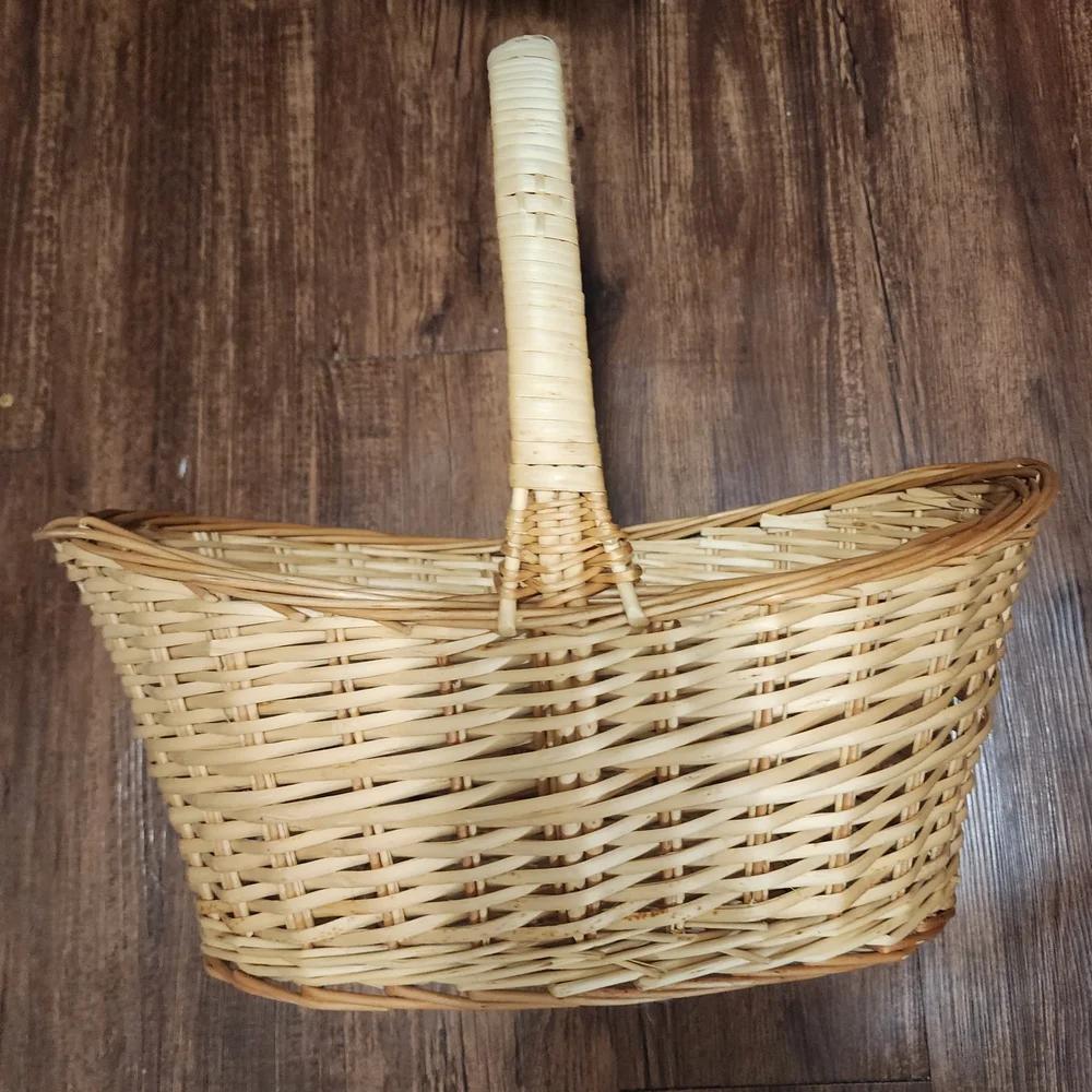 Natural Oversize Woven Eadter Or Flower Basket with Handle